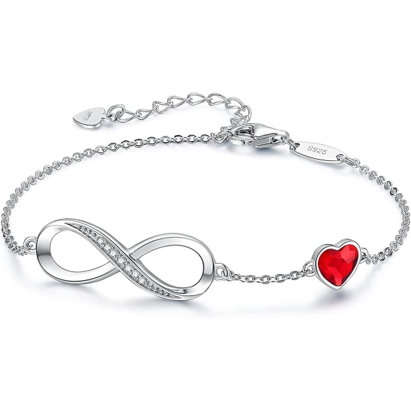 WABJTAM Infinity Hjärtformad Symbol Charm Armband Kvinnor Rostfritt Stål 925 Sterling Silver Justerbar Mors Dag Smycken Present Födelsedag Alla Hjärtans Dag Gi