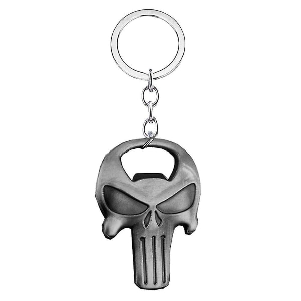 Skull Key Chain Flasköppnare hängsmycke Bilnyckelring för män (flera alternativ)（silver）