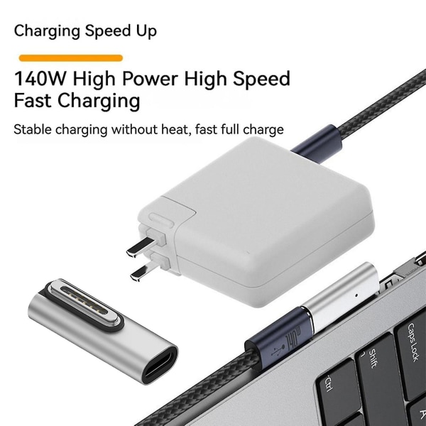 Typ-c magnetisk laddningsadapter, magnetisk T-spets Usb C-adapter för Macbook Pro Air, typ-c 140w Pd snabbladdningsadapter ersättning för - Snngv