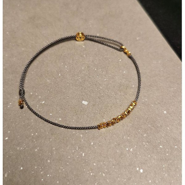 WABJTAM Morse Kode Armbånd Guldbelagte Perler på Silkesnor Venskabsarmbånd Gave til hende