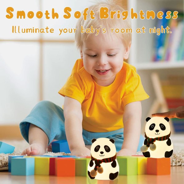 Söpö Panda-yövalo lapsille, Kawaii lastenhuoneen silikoniyövalo, 7 värin vaihtolamppu makuuhuoneeseen, esteettinen huoneen sisustus, Ieal-syntymäpäivälahjat