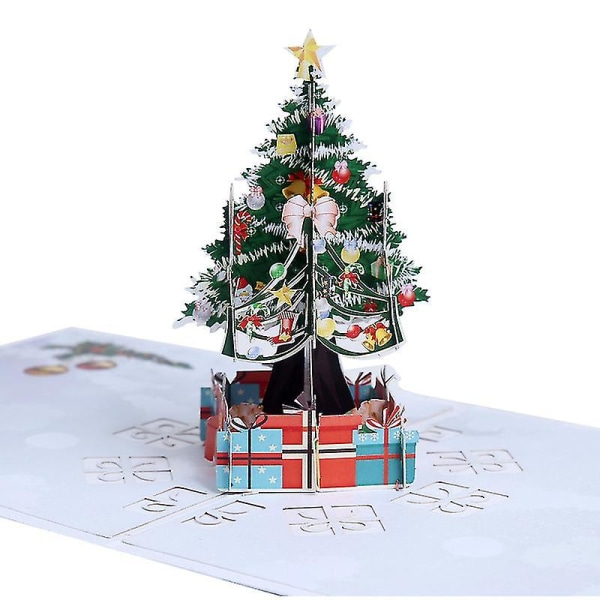 Joulutervehdyskortit, Hyvää Joulukuusta 3D-kortti Laserleikattu Paperi Joulutervehdyskortit Lahjat1kpl-vihreä