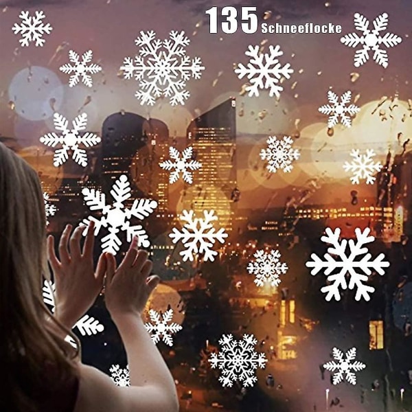 Christmas Snowflake Window Stickers, 135 stk Pvc Snowflake Window Stickers, Christmas Window Stickers Baobao
