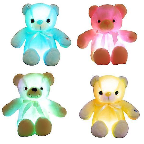 Kreativ lysende LED bamse bamse plys legetøj farverig glødende fødselsdagsgave til børn pude（Gul）