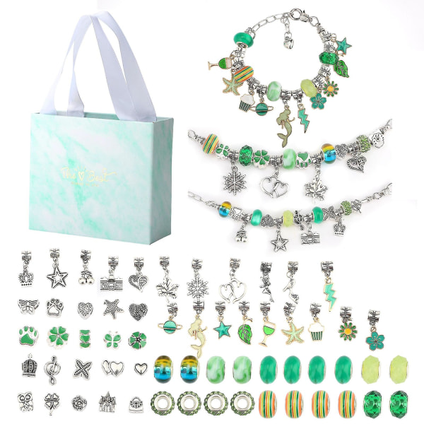 Armbandstillverkningssats för flickor, armband för pysselhantverk, smyckespresent för tonårsflickor (grön)