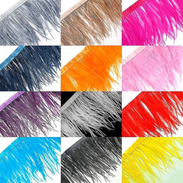 26 färger kvalitets strutsfjäder fransar för Millinery Hat Craft Dress A9d（Gul）