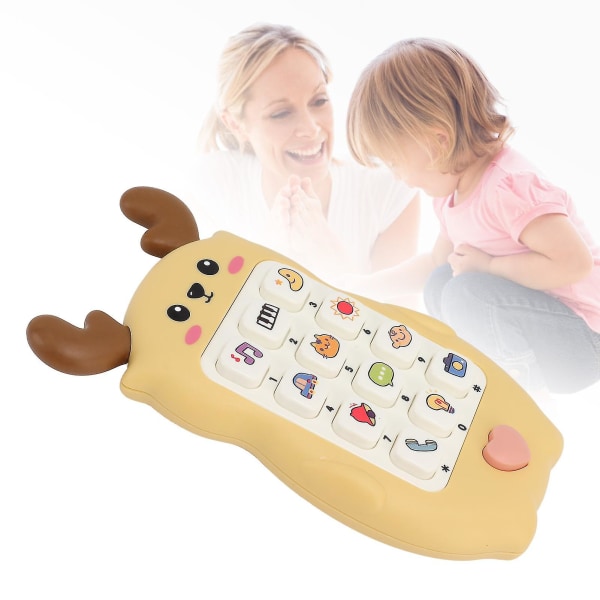 Baby Interaktiv elektronisk musiklampa Tuggbar Tidig pedagogisk baby （Gul）