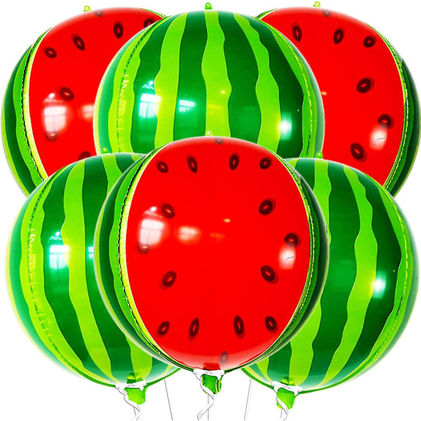 Stora vattenmelonballonger, 22 tum - 6-pack | Vattenmelonballong för en i en melon-festdekorationer | Vattenmelonfesttillbehör | Vattenmelonfödelsedag