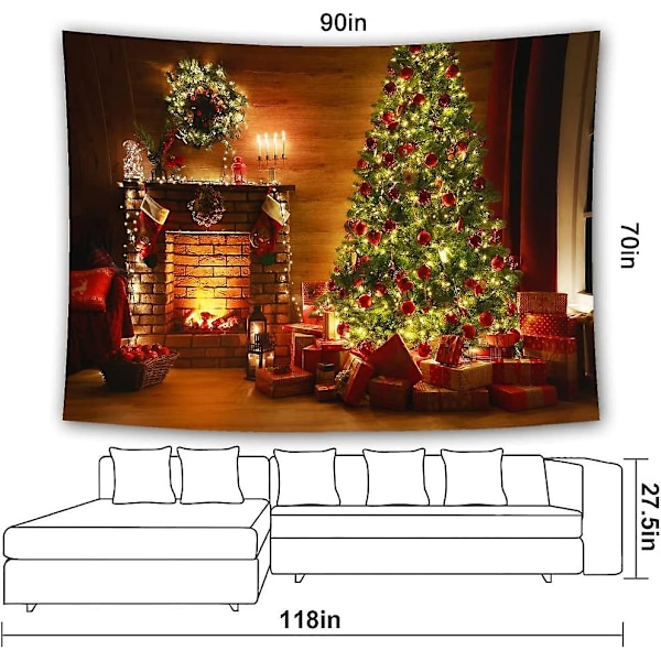 Väggbonad med julmotiv, renar, för dekoration i sovrummet (L x B) 90 x 71 cm(a)