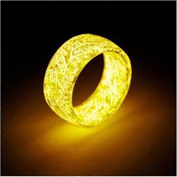 Luminous Glow Ring - Lysande Ring i Mörkret Unisex Dekoration Fluorescerande Ring Smycken för Kvinnor Män, Gul, 1111