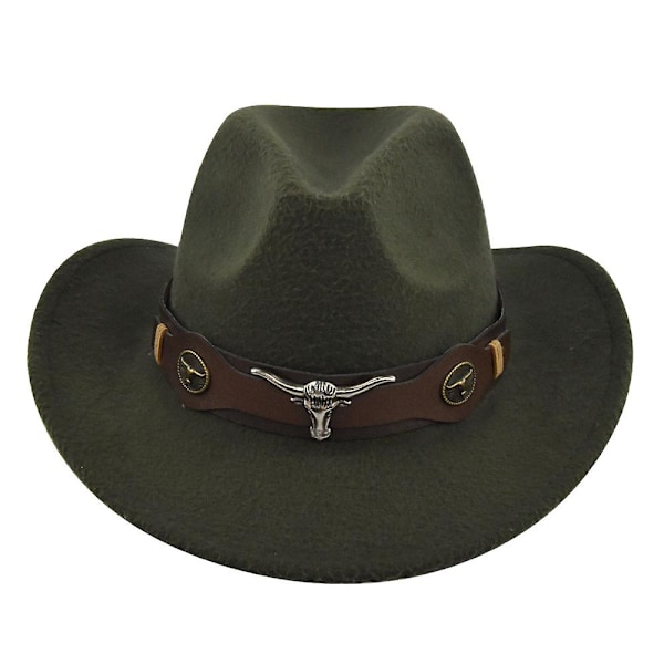 Cowboyhatt Retro Jazzhatt Silver Chain Ull Topphatt Filt Hatt Retro Faux Fårhatt Cowboyhatt
