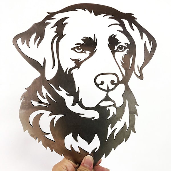 Metallisk Labrador Hund Silhuett Trädgårdsdekoration Skulptur Järn Elegant Trädgårdsdesign Hund-mxbc