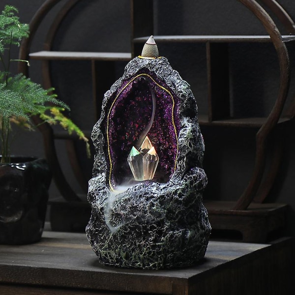 Creative Resin Backflow Røkelsesbrenner Crystal Cave Led Nattlys Innendørs Røkelse Creative Ornaments