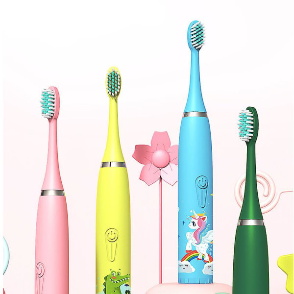 Elektrisk tandbørste til børn Automatisk tegneserie vandtæt tandbørste Sonic Usb-opladning (Pink)
