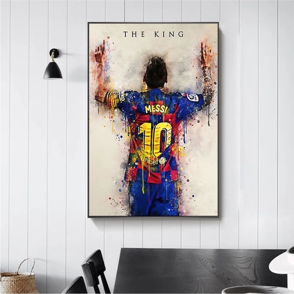 leo Messi Fodboldplakat Sport Kunst Billede Vægtryk Indretning til hjemmet（50*70 cm）
