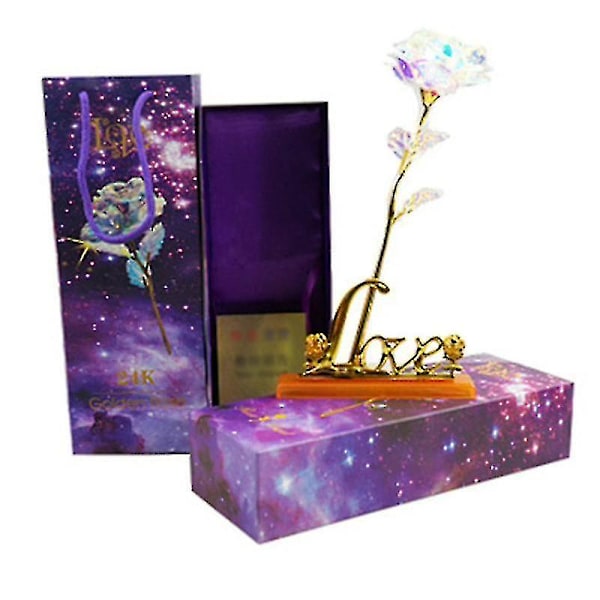 Galaxy Rose, 24k Rosblomma Guld Romantisk Present Plast Falsk Dekoration För Alla Hjärtans Dag Bröllop Förslag Förlovning Mors Dag Födelsedag