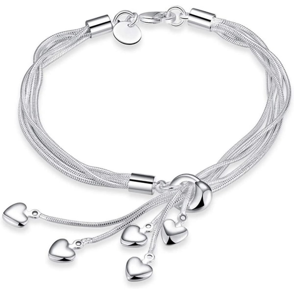 925 Sterlingsølv fem-line kæde med fem-hjerte armbånd armbånd