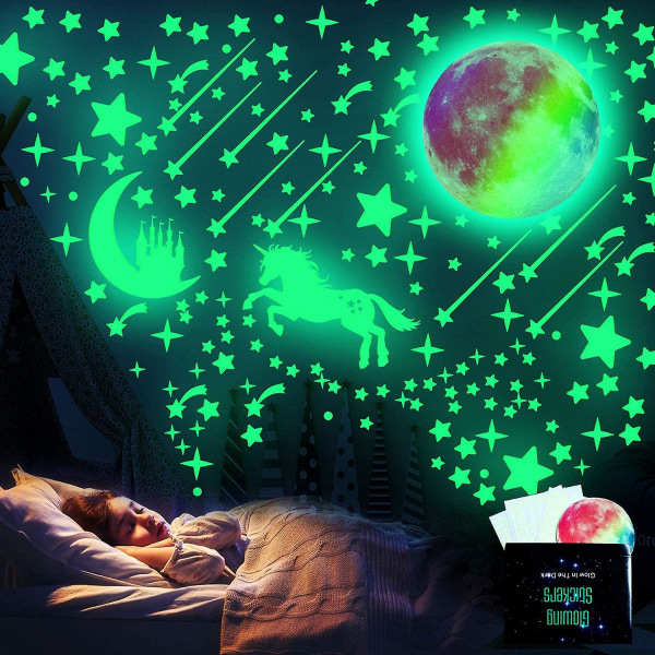 Luminous Stickers, 297 Luminous Stars & Moon Stickers, Fluorescent Ceiling Decor Stickers