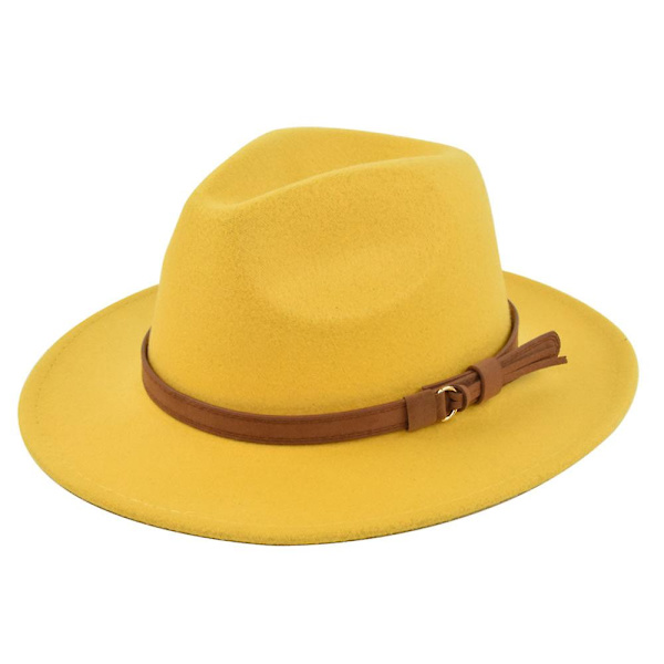 Retro Jazzhatt Suede Bälte Ullhatt Cowboyhatt Retro Imitation Ullhatt Platt Brättehatt Bf150