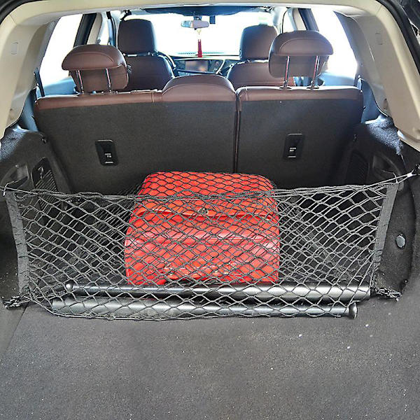 Heavy Duty Cargo Net, Justerbar Elastisk Bagagerumsnet med 4 Metal Kroge, Universal Dobbeltlags Opbevaringsarrangør, Automotive Cargo Nets til SUV, C