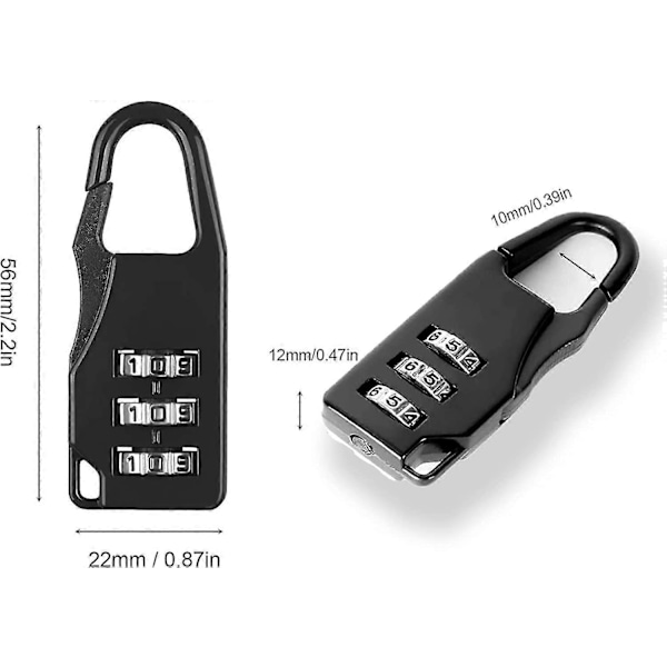 Kodlås Mini 3-Sifferigt Kodlås Kombinationslås Kodlås Skåp Mini Kombinationslås för Bagage, Ryggsäck, Skåp Svart G