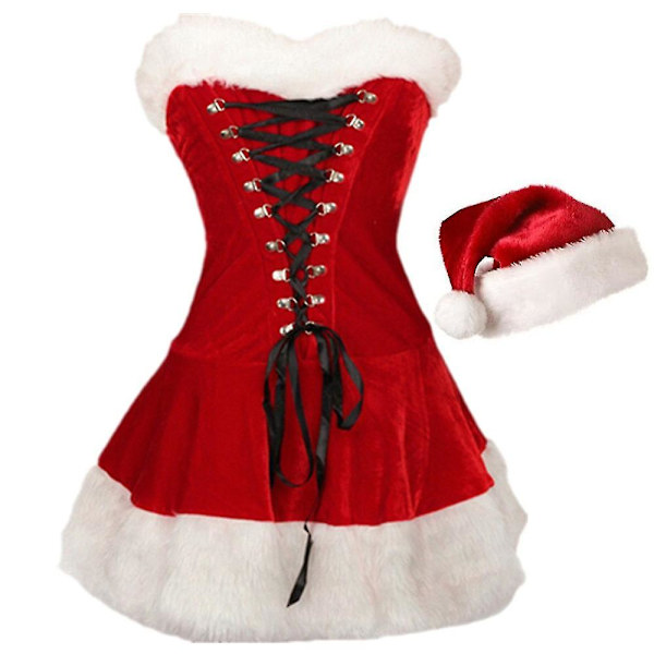 Jultomtekostym för kvinnor, Santa Claus-kostymset, Nyårs- och julkostym, Festkläder (XXL)