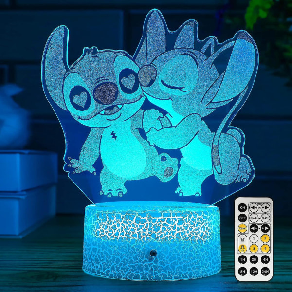 Stygn presenter till flickor Stitch Nattlampa med timerfjärrkontroll & Smart Touch 7 färger Ändra Dimbar sömlampa Cool Rumsdekor Sängbord
