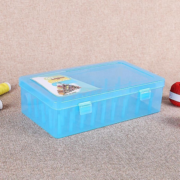Gjennomsiktig syboks Organiser boksoppbevaring 42 fargespolerholder med lokk for hjemmet（blått）