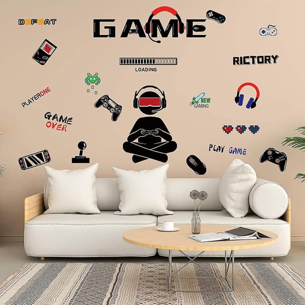 Game Player Wall Stickers Video Gamer Med Controller Wall Decals