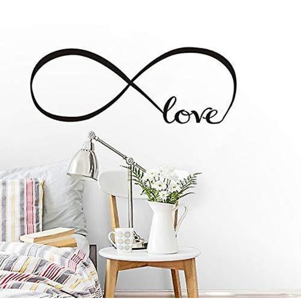 Väggklistermärken Sovrumsdekor Infinity Symbol Word Love Vinyl Art Decal svart 20x60cm
