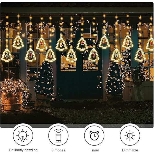 Nolguirlande Ljusgardin Nol Ljusgardin Fönster Inomhus Usb Varm Vit 10 Ringar Med 3d Julfigur Dekorationsljus Sovrum Hem Fest - Sn