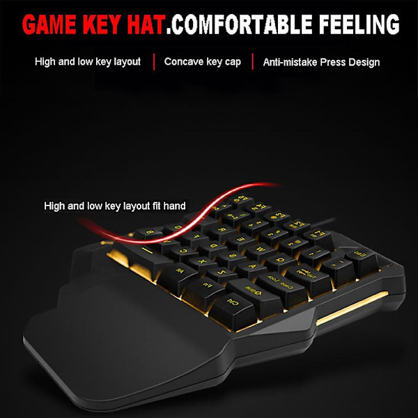 Enhands Mekaniskt Gamingtangentbord, 35 Tangenter Enhands Mekaniskt Mini Gamingtangentbord Bakgrundsbelyst-färg Blandad Färg Multimedia