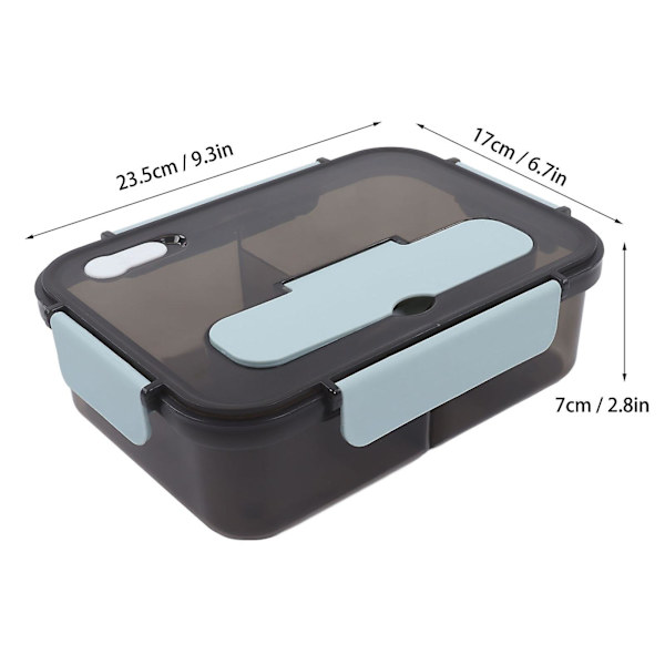 Bentolåda för vuxna, 53oz stor lunchlåda med 4 fack och skedspork, mikrovågsugn/diskmaskin säker för arbete, picknick[Blå]
