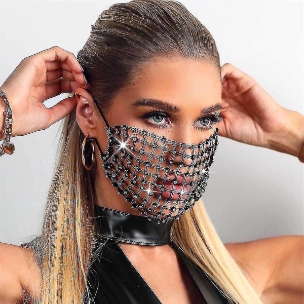 Sparkly Rhinestones Ansiktsmasker Crystal Mesh Mask Shine Masquerade Mask Halloween Party Rave Festival