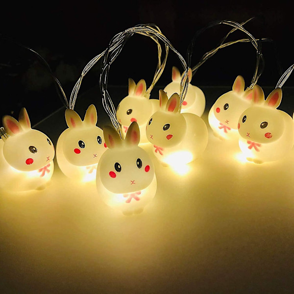Påskkanin-ljusslinga Batteridriven Kanin-ljusslinga 10 LED Påskkanin-lampor Gräsmatta