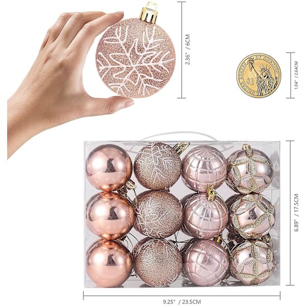 Julgranskulor Dekorationer För Julgran 24st 2.36\"/60mm Osplitterliga Plast Juldekorationer