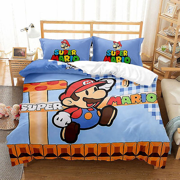 3D Digitaltryck Cartoon Mario Quilt Cover Sängkläder Tredelad Set MLA5 180*200cm -ZHENV（180*200cm）