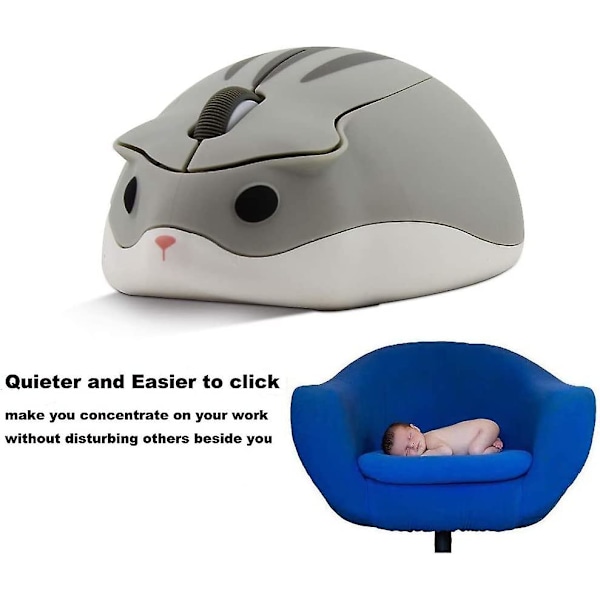 2,4 GHz Trådlös Mus Söt Hamsterform Låg Ljudnivå Bärbar Mobil Optisk 1200dpi USB-Mus Sladdlös Mus för PC Laptop Dator Notebook Macbook Ki