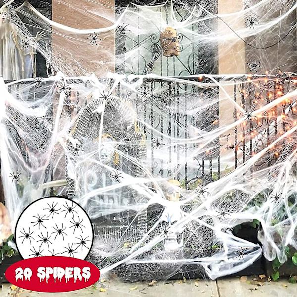 Halloween Dekorationer 40 G Stretch Cobwebs Och 100 Små Spindlar Halloween Fest Kompatibel Med Gård Trädgård (stretch Cobwebs)