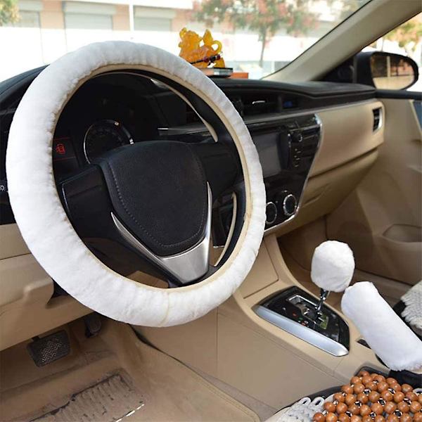Mjuk plysch rattmuff, halkfri, bekväm, elastisk rattmuff, varm fordonskydd