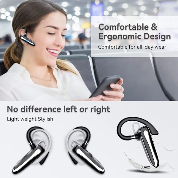 Bluetooth-headset, med mikrofon, laddningsbox LED-display Bluetooth-headset, Bluetooth V5.1-headset med brusreducerande mikrofon, (Yyk-530-1)