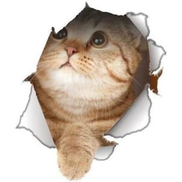 Global Decals 3D Cat Stickers - Cheeky Looking Up Cat Stickers för vägg, kylskåp, toalett och mer