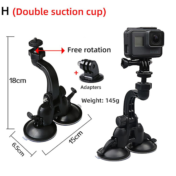 Ruigpro Bil Sugkopp Adapter Fönster Glasstativ För Gopro Hero 10 9 8 7 6 för Sjcam Xiaomi Yi Action Kamera Tillbehör Gp61（Paket 7）