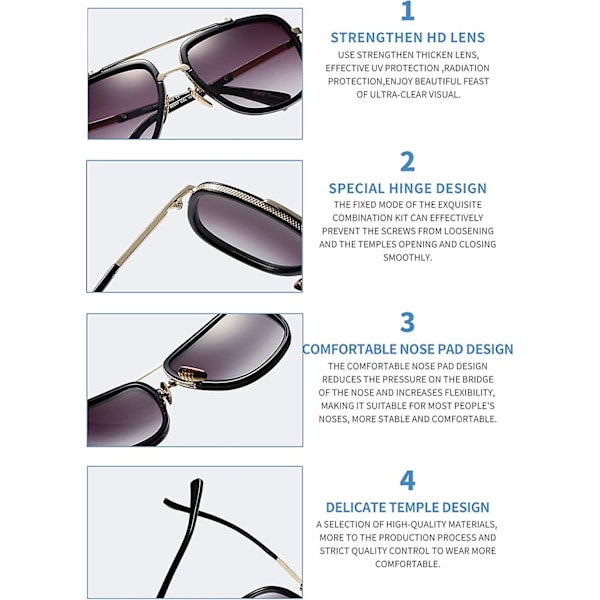 Överdimensionerade Fyrkantiga Aviator Solglasögon För Män Kvinnor Pilot Shades Guldram Retro Solglasögon