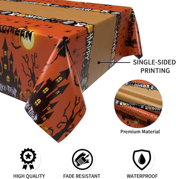 Halloween-Duk, Orange Läskig Pumpa Plast Rektangulär Halloween-Duk