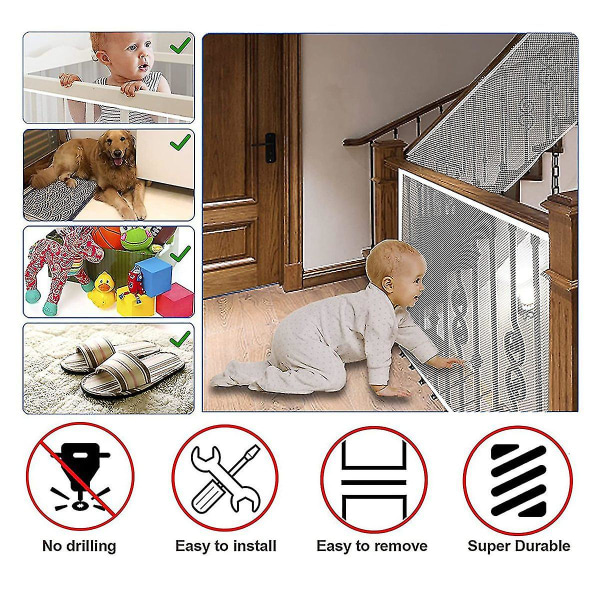 Trappenett - skinne - balkongrekkverk rekkverkssikring Trappenett for barn, kjæledyr - innendørs og