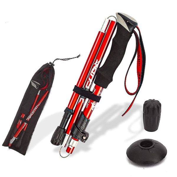 5-osainen taittuva vaellussauva, kävelysauva, vaellus, Naturehike Antishock（95-110cm，punainen）