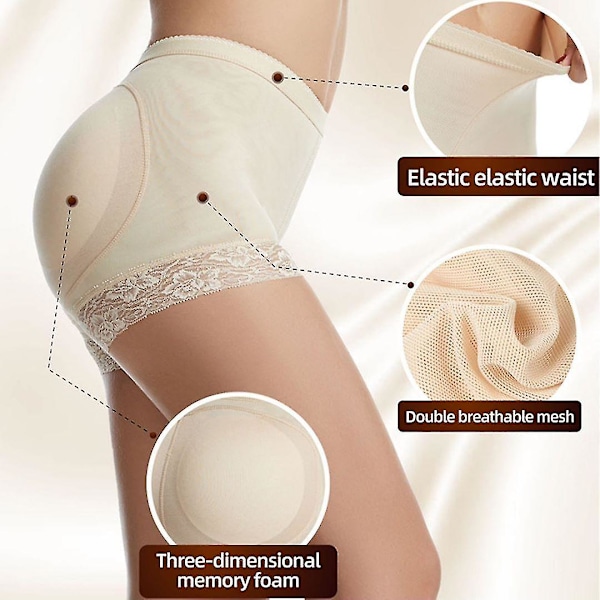 Spetsbyxor Push Up Damunderkläder, Slankare Baklyftande Shapewear (XXXL, Beige)