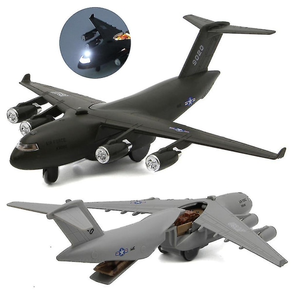 Metalliseoksesta valmistettu ääni- ja valolentokone sotilasmalli C17 Overlord-kuljetuslentokone Hävittäjälentokone lasten lelulentokone (vaaleanvihreä)