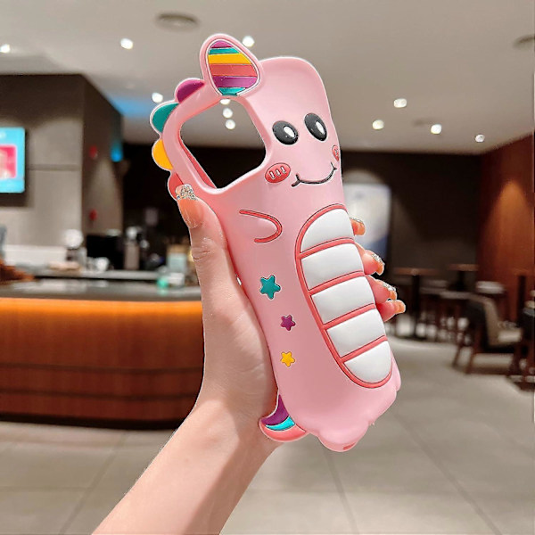 3D Enhörningfodral för iPhone 12 Pro Max, 3D Söt Cartoon Barn Flickor Kvinnor Enhörning Form Karaktär Mjuk Silikon Telefonfodral - Rosa